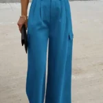 Pretty Garden Womens Business Pants Wide Leg High Waisted Capris Straight Long Work Trousers With Pockets