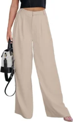 Dokotoo Wide Leg Womens Pants 2024 Work Business High Waisted Casual Dress Palazzo Flowy Trousers - Image 2