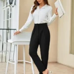 GRACE KARIN Women's Casual Work Pants with Pockets Elastic Waist Plaid Pants