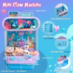 TingingYuli Mermaid Claw Machine for Kids,Mini Vending Machines Candy Grabber Prize Dispenser Toys for Girls Boys, Electronic Arcade Game with 20 Mini Plush Toys for Party Easter Birthday Gifts - Image 3