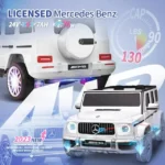 Joywhale 24V 2-Seater Kids Ride on Car Licensed Mercedes-Benz G63 Powerful 4WD for Kids Ages 3-8, with 7AH Big Battery, Remote Control, Soft Braking, 4-Wheel Suspension, LED Headlight & Music, White