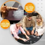 Newverest Jigsaw Puzzle Mat Roll Up， Saver Pad 46” x 26” Portable Up to 1500 pieces with Non-Slip Rubber Bottom and Smooth Polyester Top + Storage Bag， Foam Rolling Tube， 3 Hook & Loop Fastener St