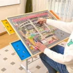 Puzzle Table with Metal Legs and Cover - Jigsaw Puzzle Table 36” x 27” - 1500 Pieces Detachable Puzzle Board with Colorful Drawers - Puzzle Storage Sorting Trays