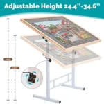 Puzzle Table with Metal Legs and Cover - Jigsaw Puzzle Table 36” x 27” - 1500 Pieces Detachable Puzzle Board with Colorful Drawers - Puzzle Storage Sorting Trays - Image 5