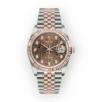 Pre-Owned Rolex Steel and Everose Datejust 36 Watch 126231 Chocolate Jubilee Diamond Dial - Jubilee Bracelet - Image 4