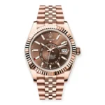 Pre-Owned Rolex Everose Gold Sky-Dweller 336935 Chocolate Index Dial On a Jubilee Bracelet - Image 2