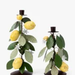 Hand-Painted Toleware Taper Holders (Set of 2)