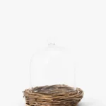 Glass Cloche with Woven Base