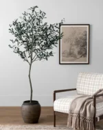 Faux 72" Olive Tree with Ceramic Pot - Image 2