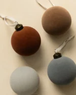 3" Assorted Flocked Baubles (Set of 4) - Image 2