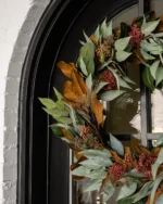 30" Faux Magnolia & Eucalyptus Wreath - Image 3