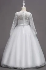 A-Line Illusion Heart Long Sleeve Tulle Floor Length Flower Girl Dresses 1060678890781 - Image 2