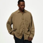 A.PRESSE Vintage Cotton Moleskin Shirt (Khaki)