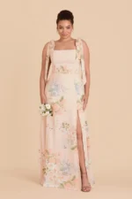 Alex Chiffon Dress - Pale Blush Romantic Bouquet - Image 2