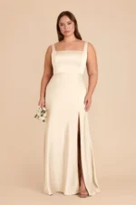 Alex Matte Satin Dress - Ivory Cream - Image 2