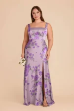 Alex Matte Satin Dress - Lavender Multi Whimsical Blooms - Image 2