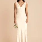 Alexis Matte Satin Dress - Ivory Cream
