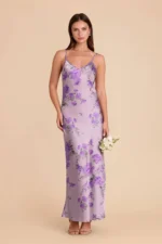 Alice Matte Satin Dress - Lavender Multi Whimsical Blooms