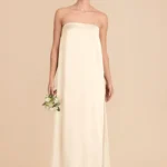 Ava Matte Satin Dress - Ivory Cream