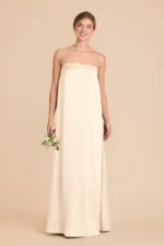 Ava Matte Satin Dress - Ivory Cream