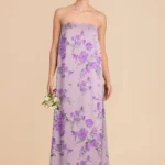 Ava Matte Satin Dress - Lavender Multi Whimsical Blooms