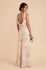 Bonnie Chiffon Dress - Pale Blush Romantic Bouquet - Image 2