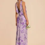 Bonnie Matte Satin Dress - Lavender Multi Whimsical Blooms