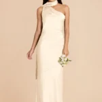 Brielle Matte Satin Dress - Ivory Cream