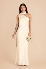 Brielle Matte Satin Dress - Ivory Cream