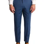 Bright Blue Tropical Wool Dress Pants