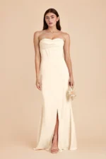Carrie Matte Satin Dress - Ivory Cream
