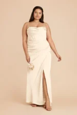 Carrie Matte Satin Dress - Ivory Cream - Image 2