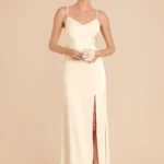 Catherine Matte Satin Dress - Ivory Cream