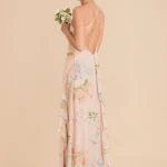 Cece Chiffon Dress - Pale Blush Romantic Bouquet