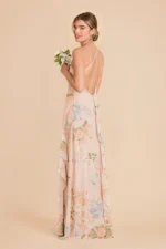Cece Chiffon Dress - Pale Blush Romantic Bouquet