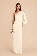 Christine Matte Satin Dress - Ivory Cream