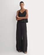 Crinkle Wide-Leg Pant | Black