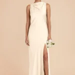 Daisy Matte Satin Dress - Ivory Cream