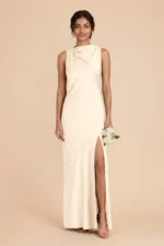 Daisy Matte Satin Dress - Ivory Cream