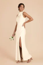 Daisy Matte Satin Dress - Ivory Cream - Image 2