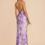 Dasha Matte Satin Dress - Lavender Multi Whimsical Blooms