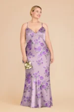 Dasha Matte Satin Dress - Lavender Multi Whimsical Blooms - Image 2
