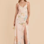 Deborah Chiffon Dress - Pale Blush Romantic Bouquet