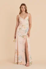 Deborah Chiffon Dress - Pale Blush Romantic Bouquet
