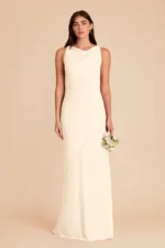 Destiny Chiffon Dress - Ivory Cream