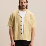 DROP-NEEDLE KNIT SHIRT