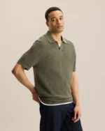ENGINEERED STRIPE JOHNNY COLLAR POLO - Image 2