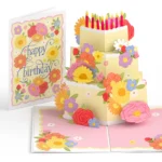 Full Bloom Birthday Cake Pop-Up Card & Luxe Bouquet - Image 2