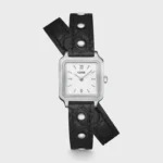 Gracieuse Mini Watch Double Leather Black, Studs, Silver Colour
