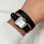 Gracieuse Mini Watch Double Leather Black, Studs, Silver Colour - Image 2